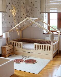 Masivní domečková postel Housebed 90 x 190 cm s přistýlkou - přírodní