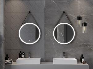 MEXEN - Reni zrcadlo s osvětlením, 60 cm, LED 6000K, černý rám 9812-060-060-611-70