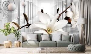 Tapeta abstraktní 3D magnolie - 375x250 cm