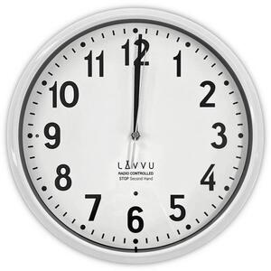 LAVVU Bílé hodiny Accurate White řízené rádiovým signálem - 3 ROKY ZÁRUKA! ⌀30cm LCR3021 (Funkce tichého režimu - automatické zastavení vteřinové ručky po setmění)