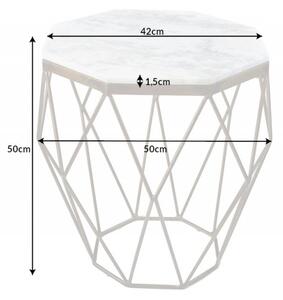 Bílý mramorový konferenční stolek Diamond 50 cm