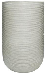 Pottery Pots Venkovní květináč kulatý Cody high L, Light Grey (barva světlešedá, vodorovné pruhy), kolekce Ridged, materiál Ficonstone, průměr 42 cm x v 70 cm, objem cca 91 l