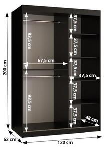 Šatní skříň KORRA 1 - 120 cm, černá / černá