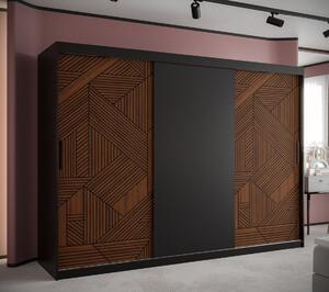 Skříň s posuvnými dveřmi MADELEIN 1 - šířka 250 cm, černá / ořech