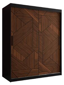 Skříň s posuvnými dveřmi MADELEIN 2 - šířka 150 cm, černá / ořech