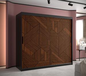 Skříň s posuvnými dveřmi MADELEIN 2 - šířka 200 cm, černá / ořech