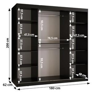 Šatní skříň HALIMA 1 - 180 cm, černá / černá