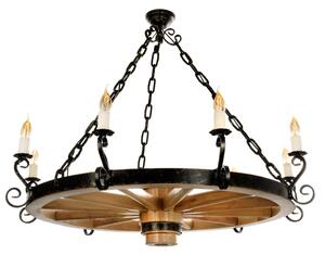 Dřevěný rustikální lustr - loukoťové kolo