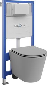 Mexen Fenix Slim, podomítkový modul a závěsné WC Rico se sedátkem s pomalým dopadem, světle šedá matná, 61030724061