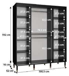 Šatní skříň SHAILA 12 - 180 cm, černá