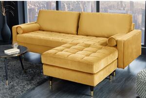 Massive home | Taburet Cozy Velvet 80cm tmavě žlutý samet 41302