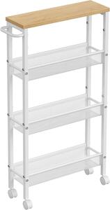SONGMICS Úzký pojízdný kuchyňský regál Vasagle Compi 41 cm bílý/hnědý