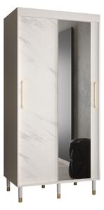 Šatní skříň SHAILA 5 - 100 cm, bílá + mramor