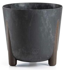 PLASTOVÝ KVĚTINÁČ MOSS 30X28,5 CM IMITACE BETONU ČERNÁ