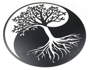 Živá Zeď Dřevěná nástěnná černá dekorace Strom Jin Jang