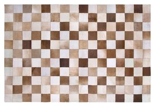 Kožený koberec hnědý s béžovou 140 x 200 cm SOLMAZ