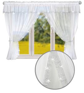 Dekorační krátká záclona s ozdobným volánem se zirkony CELINE bílá 400x150 cm MyBestHome