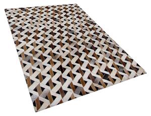 Kožený koberec hnědý s šedou TUGLU 140 x 200 cm