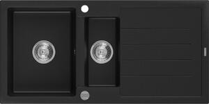 MEXEN - Andres granitový dřez 1.5 s odkapávačem 1000x500 mm, černá 6515101510-77