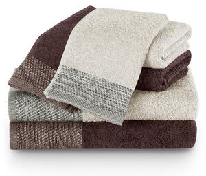 Dárkový set 6 ks ručníků 100% bavlna ARICA 2x ručník 50x90 cm, 2x osuška 70x140 cm a 2x ručník 30x50 cm béžová/hnědá 460 gr Mybesthome