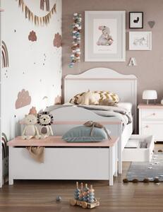 Dětská postel s matrací LALI - 90x200, bílá / růžová