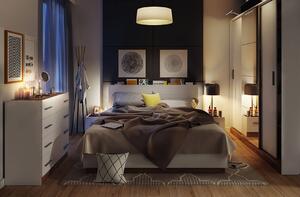 Manželská postel s úložným prostorem NEREA - 180x200, dub stirling / bílá