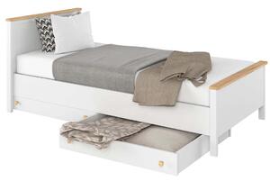 Jednolůžková postel s matrací ODALYS - 90x200, dub nash / bílá