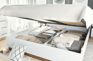 Manželská postel s úložným prostorem NEREA - 180x200, dub stirling / bílá