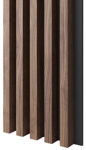 Akustický panel, podklad MDF deska, široká lamela, dýha Americký ořech, 30x275 cm