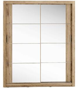 Šatní skříň se zrcadlem 180 cm MAWELYN 4 - dub shetland