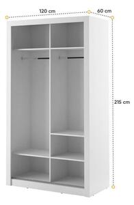 Šatní skříň 120 cm s posuvnými dveřmi MAWELYN 7 - bílá