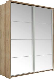 Zrcadlová šatní skříň 180 cm MAWELYN 10 - dub shetland