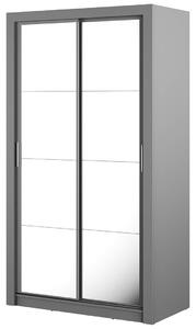 Zrcadlová šatní skříň 120 cm MAWELYN 11 - šedá