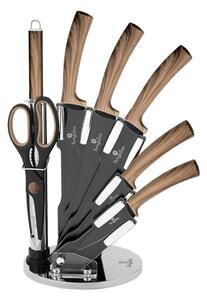BerlingerHaus - Sada nerezových nožů ve stojanu 8 ks černá/hnědá BH0114