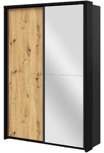Šatní skříň se zrcadlem 160 cm MAWELYN 12 - dub artisan / černá