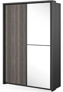 Šatní skříň se zrcadlem 160 cm MAWELYN 12 - wenge / černá