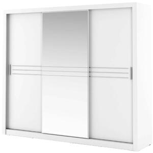 Šatní skříň 250 cm s posuvnými dveřmi NALDO 5 - bílá