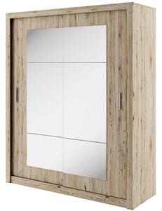 Zrcadlová šatní skříň 180 cm NALDO 3 - dub san remo
