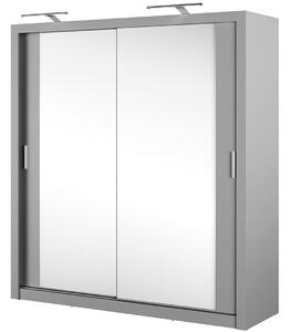 Zrcadlová šatní skříň 200 cm NALDO 7 - šedá