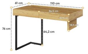 Psací stůl se šuplíky TAGHI - 110 cm, hikora
