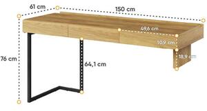 Psací stůl TAGHI - 150 cm, hikora
