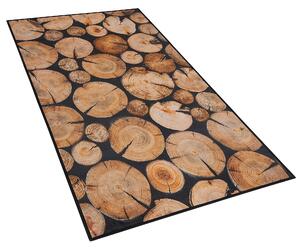 Hnědý koberec s motivem dřeva KARDERE 80 x 150 cm