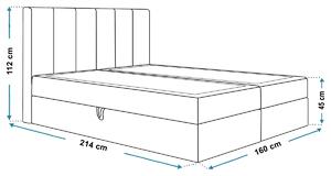 Boxspringová manželská postel BINDI 1 - 160x200, světle šedá
