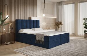 Boxspringová manželská postel BINDI 1 - 140x200, tmavě modrá