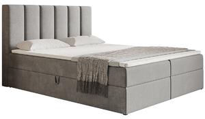 Boxspringová manželská postel BINDI 1 - 180x200, světle šedá + topper