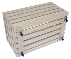 Dřevěná bedýnka s kolečkama 60x36x29 cm