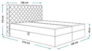 Boxspringová jednolůžková postel BRUNA 1 - 120x200, šedá + topper