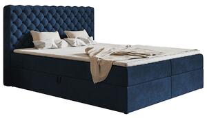 Boxspringová manželská postel BRUNA 2 - 140x200, tmavě modrá
