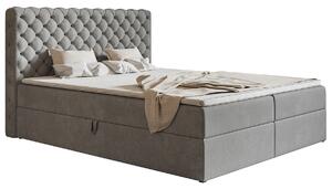 Boxspringová manželská postel BRUNA 1 - 160x200, světle šedá + topper
