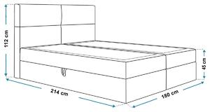 Boxspringová manželská postel CARLA 1 - 180x200, světle šedá + topper